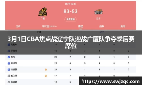 3月1日CBA焦点战辽宁队迎战广厦队争夺季后赛席位